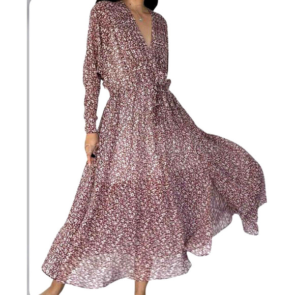 Ted Baker Dresses & Skirts - Ted Baker Vallyy Floral Midi Dress Size 2/6 Batwing Sleeve Dark Purple NEW